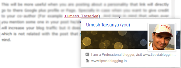 mention people on blogger post