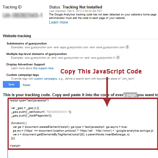 Google Analyticsgle Tracking Code Blogger