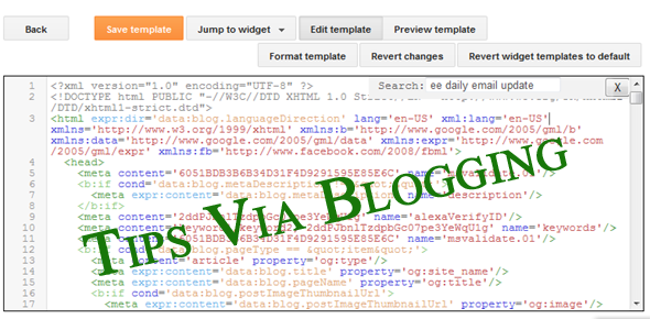 New Blogger Template HTML Editor